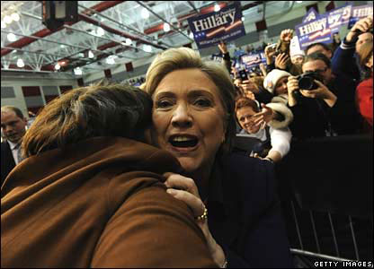 Hillary hugged